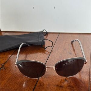 William Morris  Gallery Collection Oval Sunglasses in Black with Silver Frame